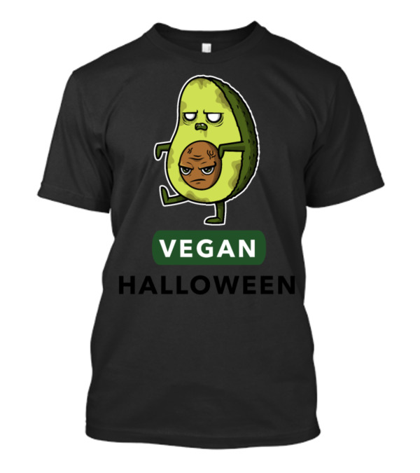 VEGAN HALLOWEEN Avocado Character With Grumpy Face T-Shirt