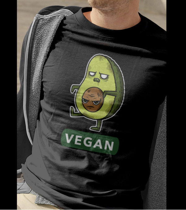 VEGAN HALLOWEEN Avocado Character With Grumpy Face T-Shirt