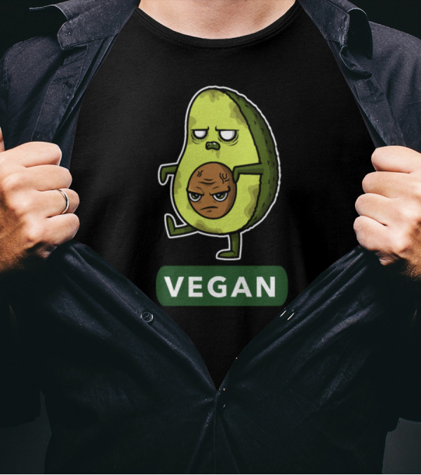 VEGAN HALLOWEEN Avocado Character With Grumpy Face T-Shirt