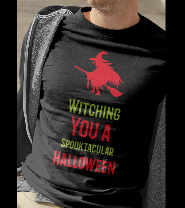 Witching You A Spooktacular Halloween Red Witch T-Shirt