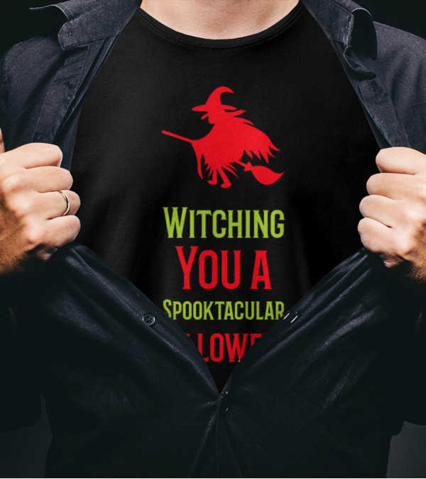 Witching You A Spooktacular Halloween Red Witch T-Shirt