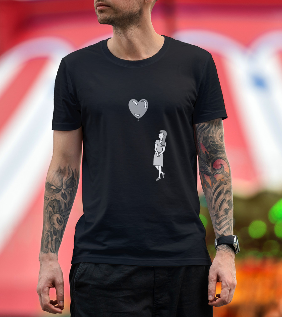Miss You Heart Balloon and Woman Illustration His and Hers Matching T-Shirt