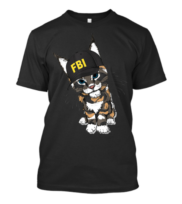 Cat Wearing FBI Cap With Playful Expression T-Shirt