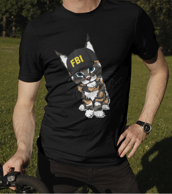 Cat Wearing FBI Cap With Playful Expression T-Shirt