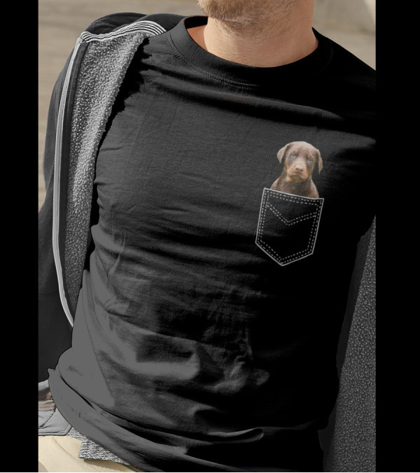 Red Doberman Pinscher Dog In Pocket Funny Dobie T-Shirt