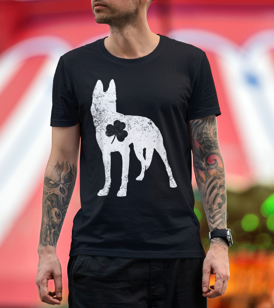 Belgian Malinois Dog with Irish Clover for St Patrick Day T-Shirt