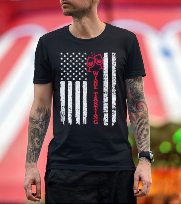 Premium T-Shirt: American Flag Wine Tasting T-Shirt American Flag Wine Tasting T-Shirt