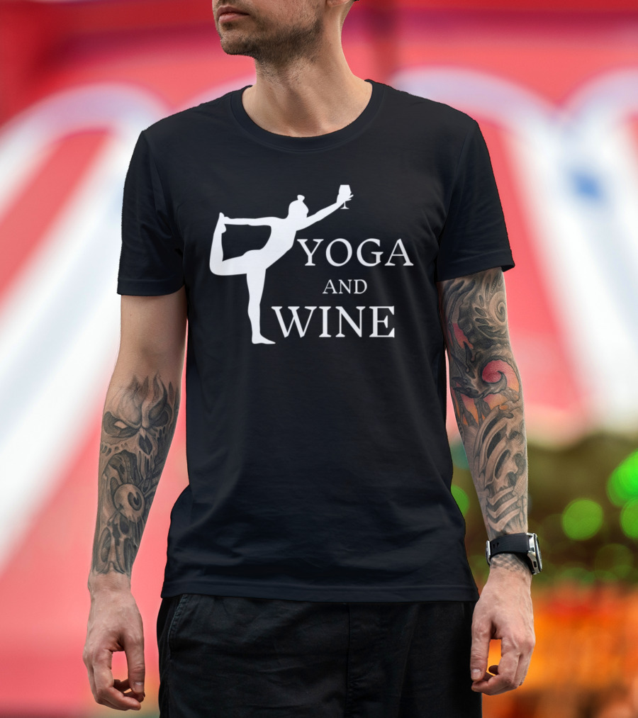 Yoga and Wine Silhouette Pose with Glass T-Shirt