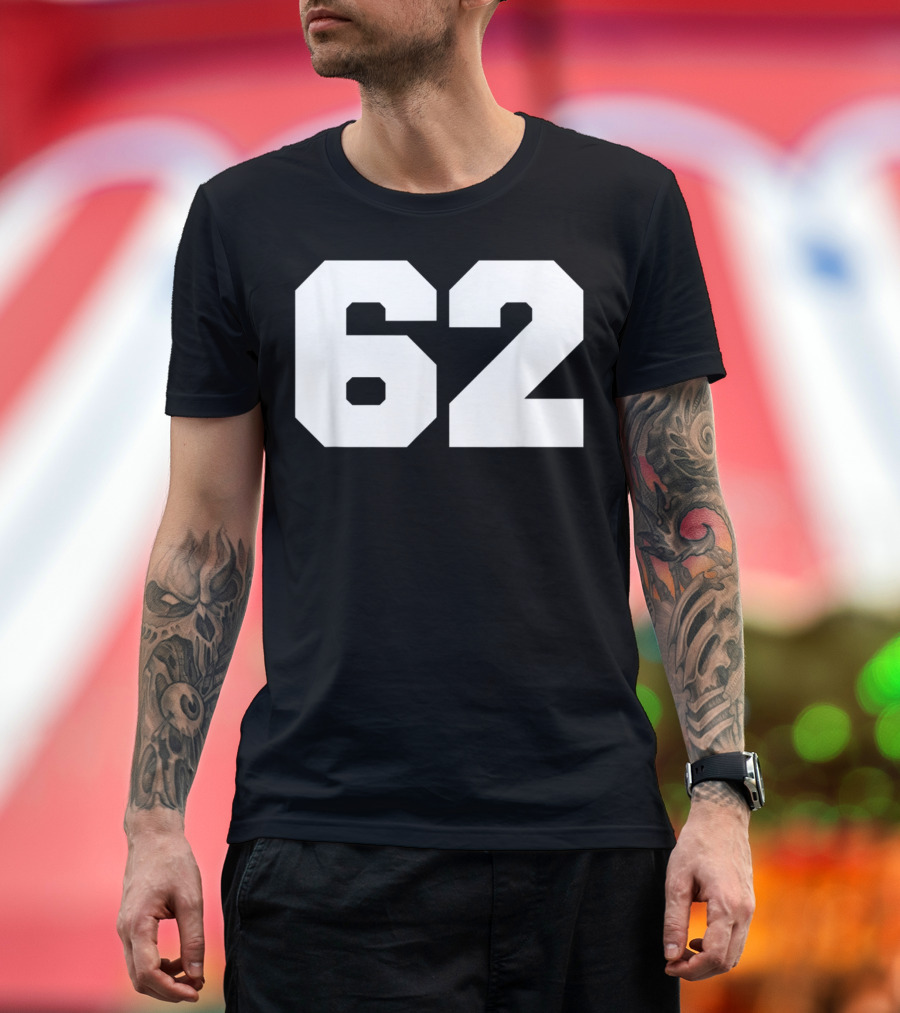 Number 62 Player Jersey Sports T-Shirt