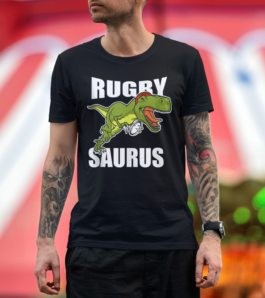 Rugby Saurus T-Rex Dinosaur Rugby Player Fan T-Shirt