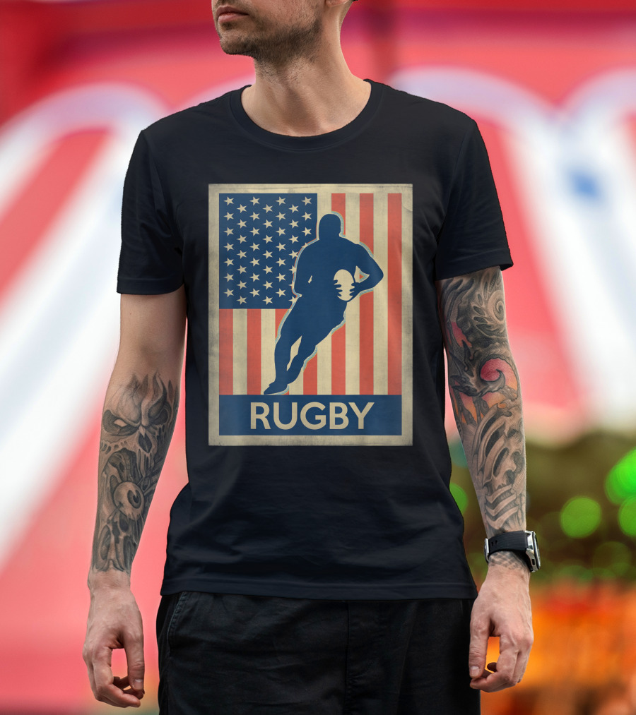 Vintage Rugby American Flag T-Shirt