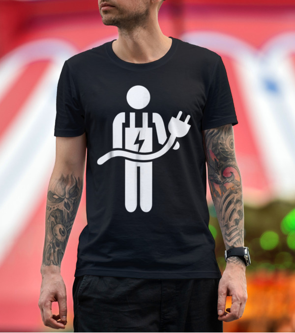 Premium T-Shirt: Electricians Symbol with Lightning Plug T-Shirt Electricians Symbol with Lightning Plug T-Shirt