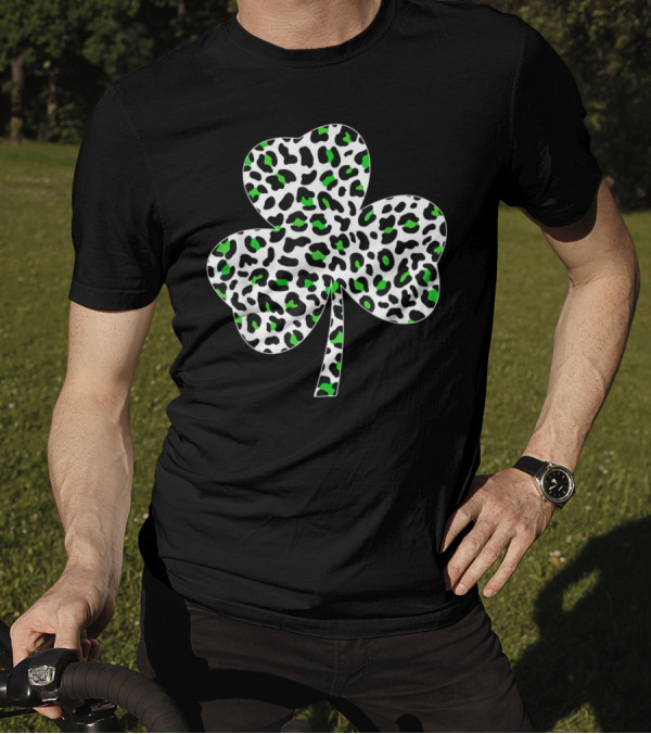 Cute Shamrock Leopard Print Clover T-Shirt