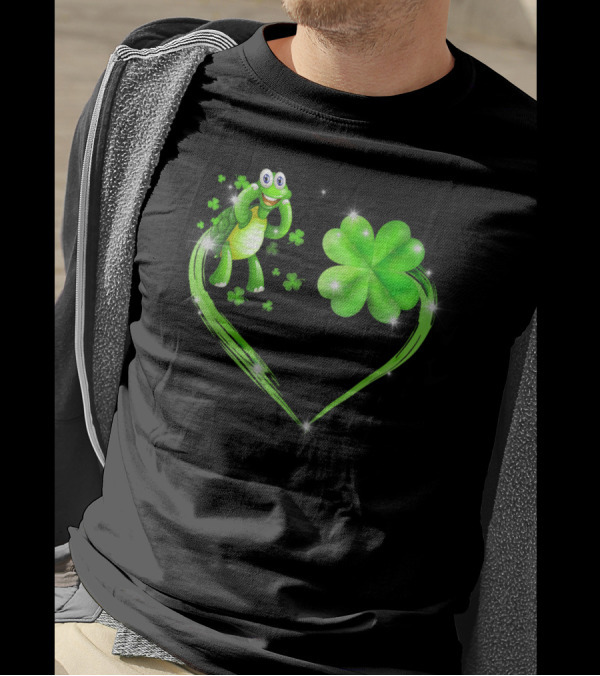 Lucky Turtle St. Patrick's Day Shamrock Heart T-Shirt