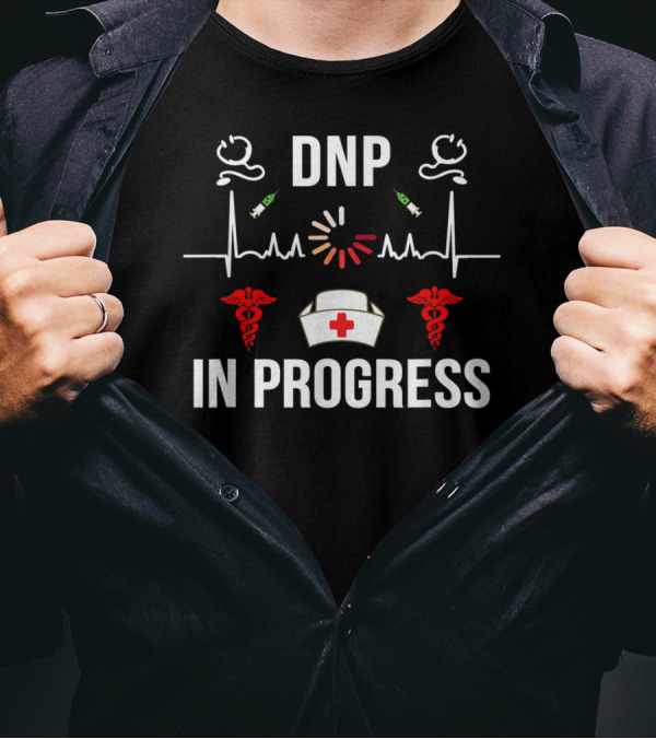 DNP In Progress Nursing Practice Caduceus Nurse Cap Icons T-Shirt
