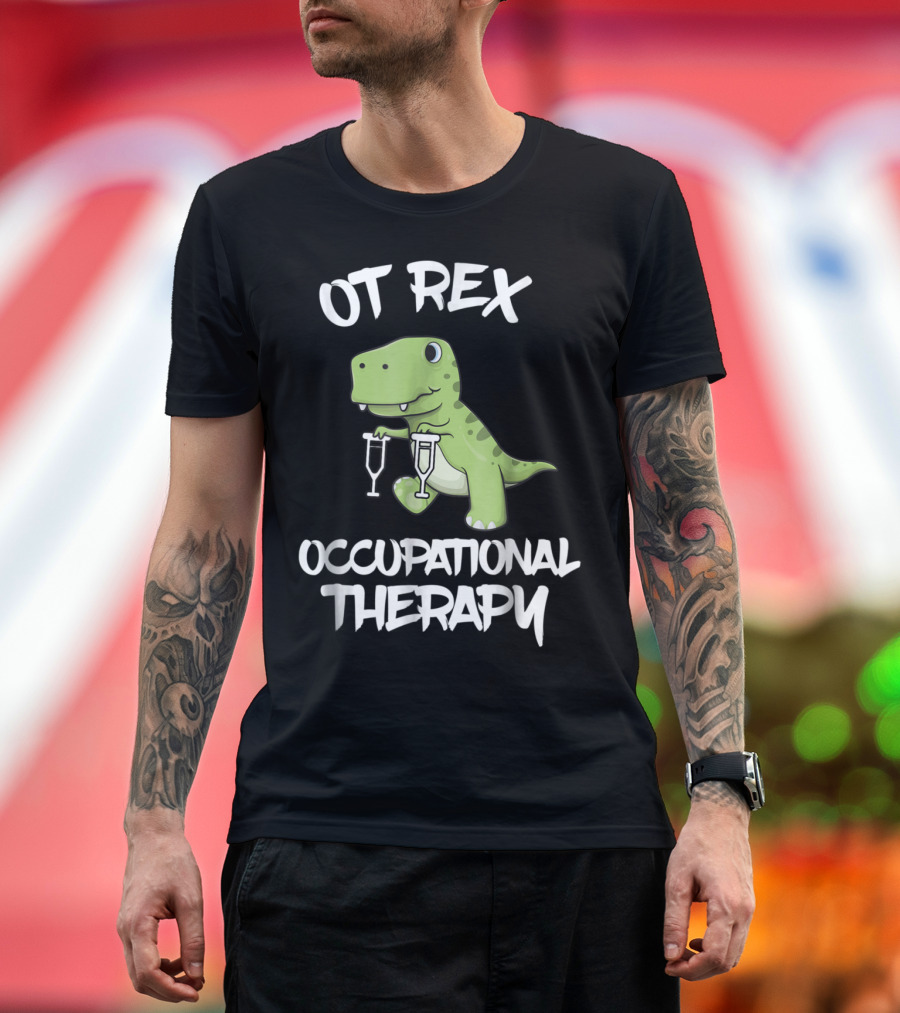 OT Rex Occupational Therapy Cute Rex Dinosaur with Crutches T-Shirt