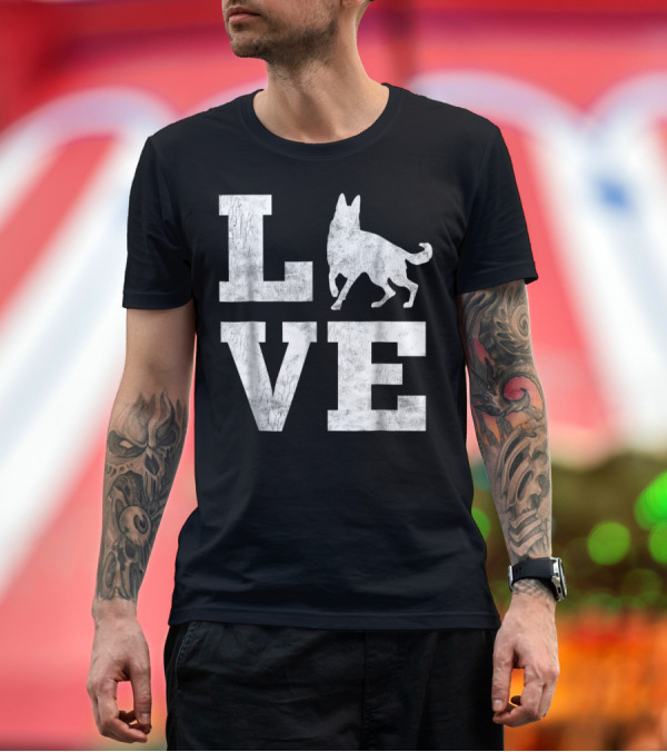 Premium T-Shirt: Love My German Shepherd Silhouette Fun Pet T-Shirt Love My German Shepherd Silhouette Fun Pet T-Shirt