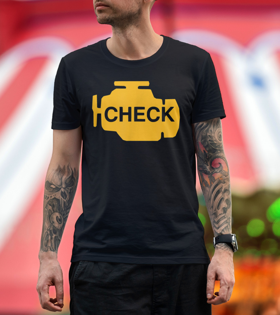 Check Engine Light Funny Automotive Mechanic Warning T-Shirt