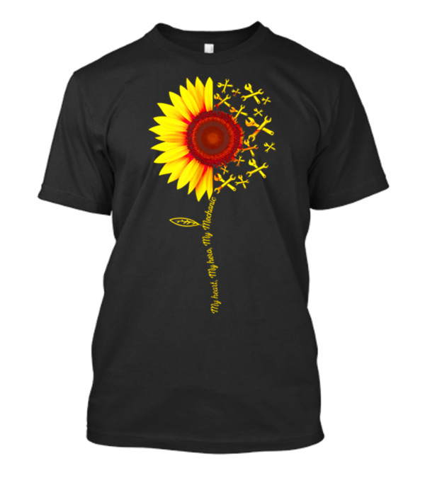 My Heart My Hero My Mechanic Sunflower Wrench Tools T-Shirt