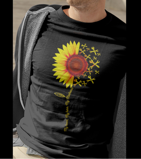 My Heart My Hero My Mechanic Sunflower Wrench Tools T-Shirt