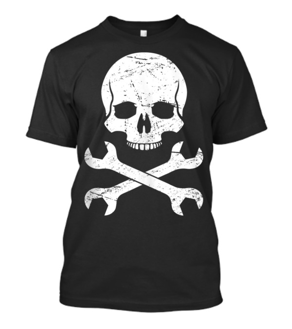 Skull Wrench Crossbones Rat Rodding Custom Car Builder Mechanic T-Shirt