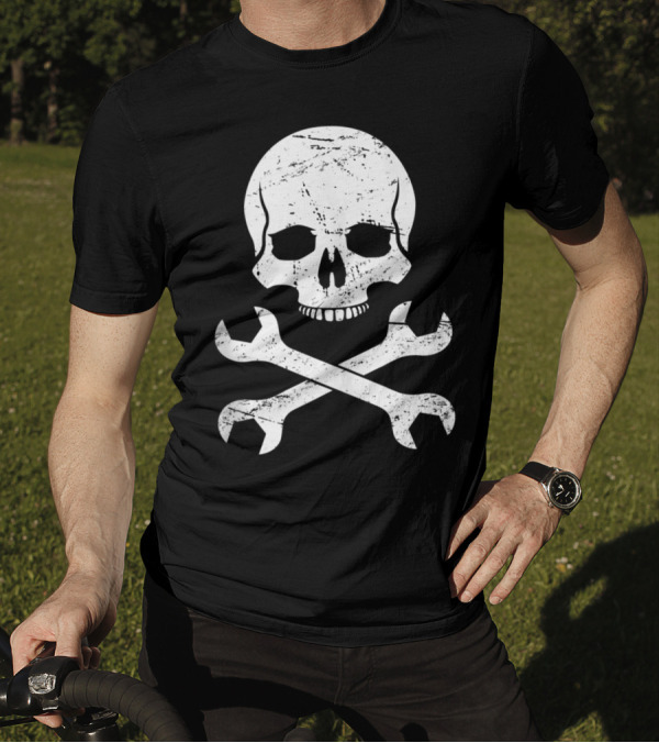 Skull Wrench Crossbones Rat Rodding Custom Car Builder Mechanic T-Shirt