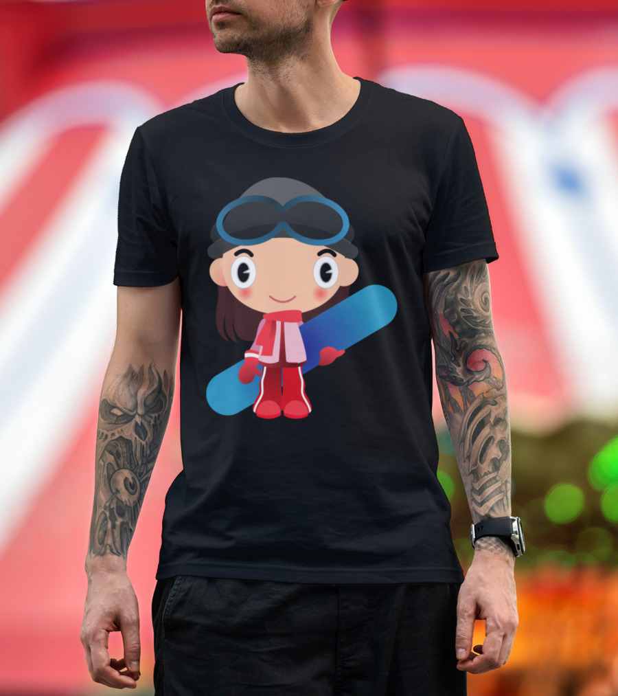 Girl with Goggles and Snowboard T-Shirt