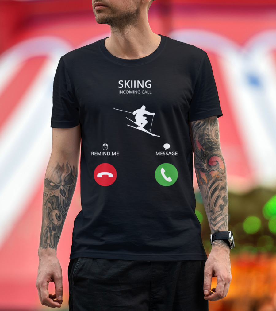 Skiing Incoming Call Reminder Message Visual with Ski T-Shirt
