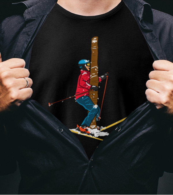 Funny Skiier Bumped Into Tree Skiing Mishap T-Shirt