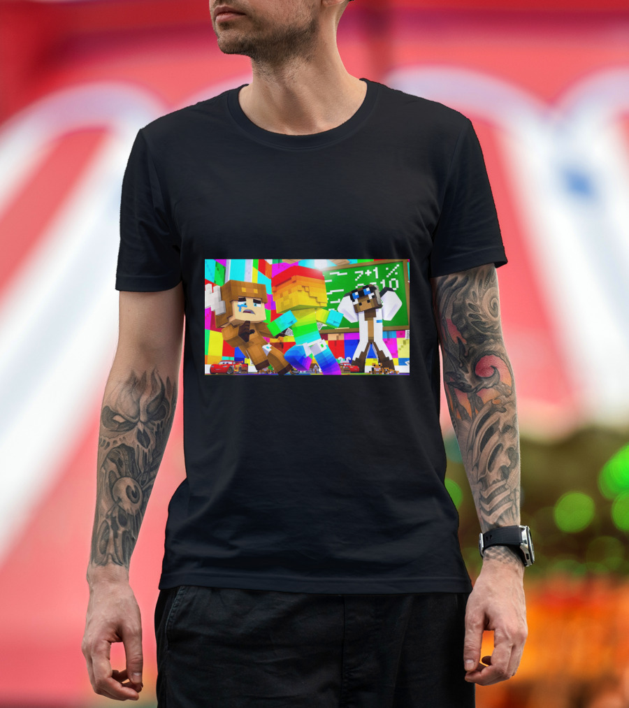 Minecraft Daycare Math Adventures with Colorful Characters T-Shirt