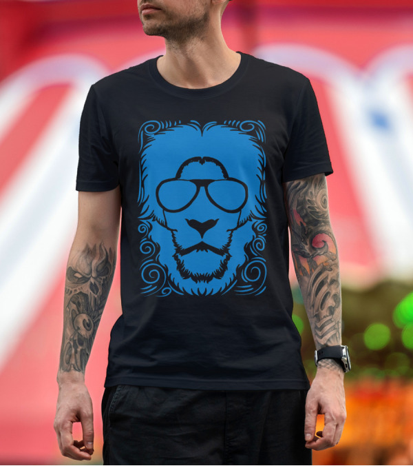 Premium T-Shirt: Tiger Blue Sunglasses Lion T-Shirt Tiger Blue Sunglasses Lion T-Shirt