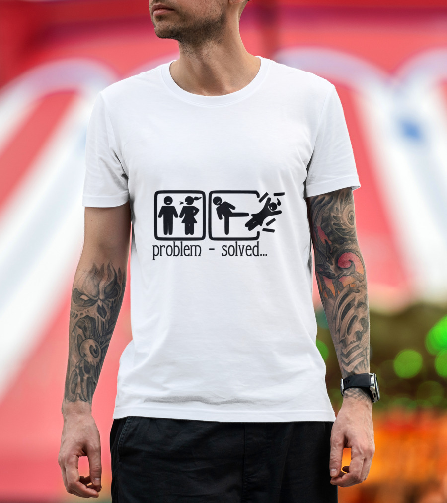 Problem Solved Stick Figure Kick Solution T-Shirt