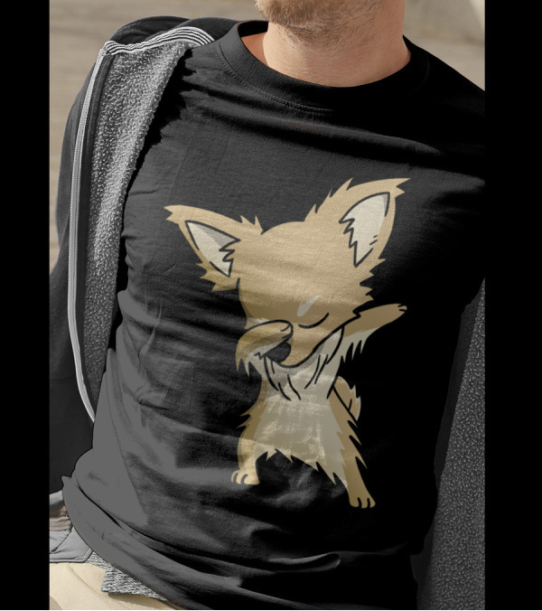 Dabbing Long Haired Chihuahua Dab Dance Pose Cartoon T-Shirt