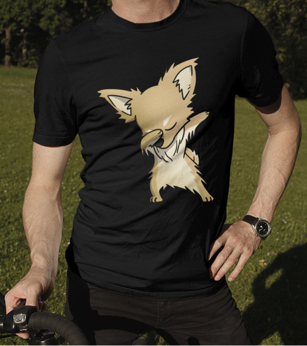 Dabbing Long Haired Chihuahua Dab Dance Pose Cartoon T-Shirt