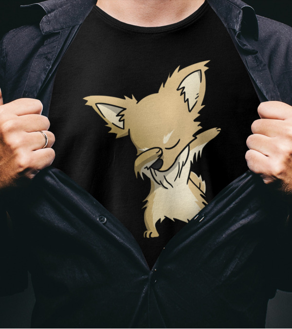 Dabbing Long Haired Chihuahua Dab Dance Pose Cartoon T-Shirt
