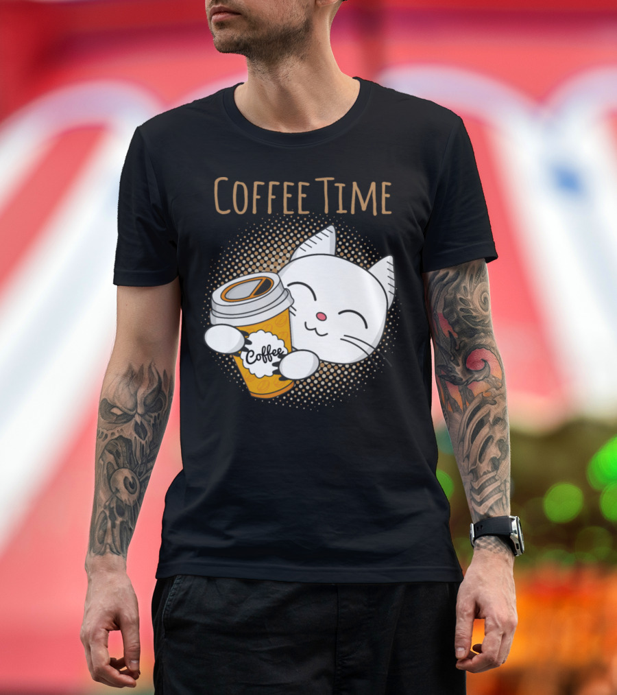 Coffee Time Coffee Cat Kittens Hugging Coffee Cup T-Shirt