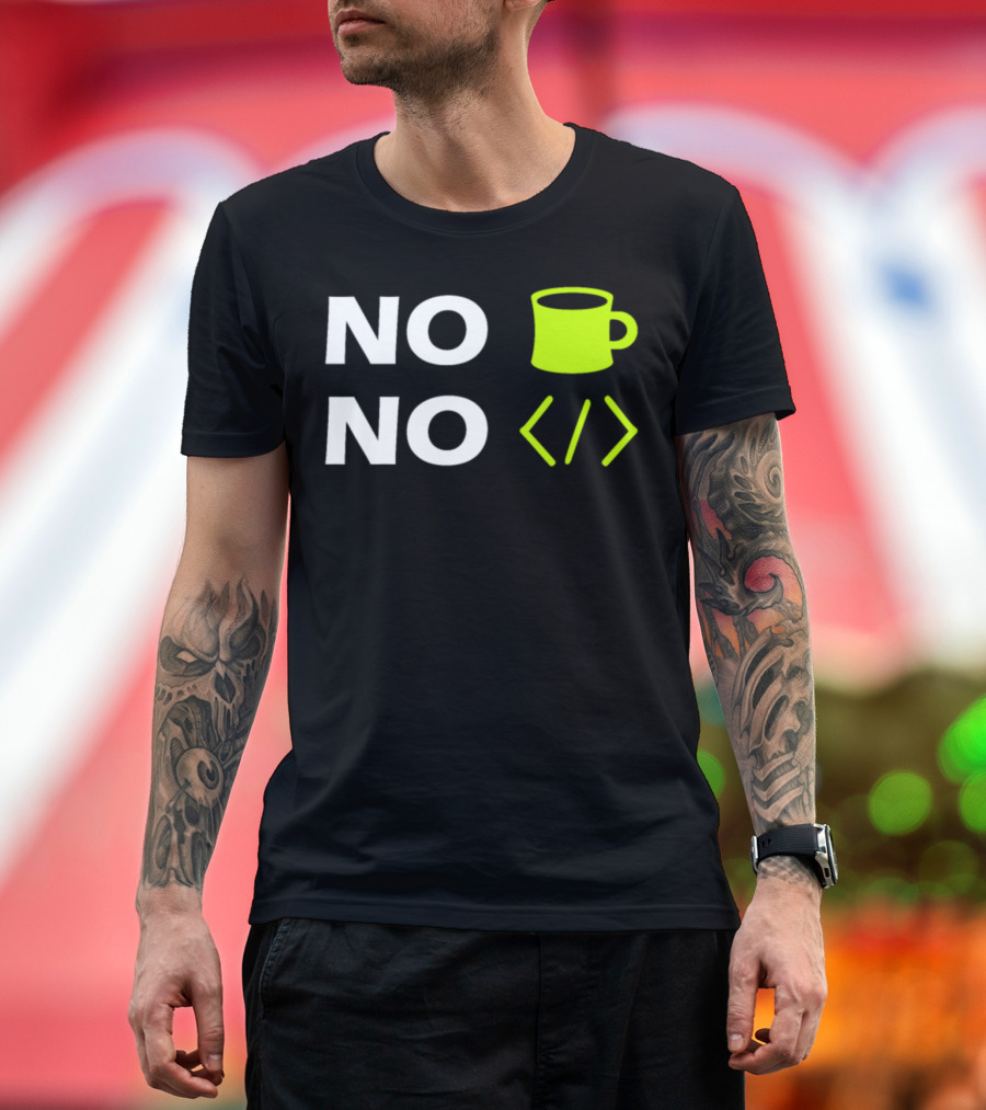 NO Coffee NO Code Mug and Coding Brackets T-Shirt