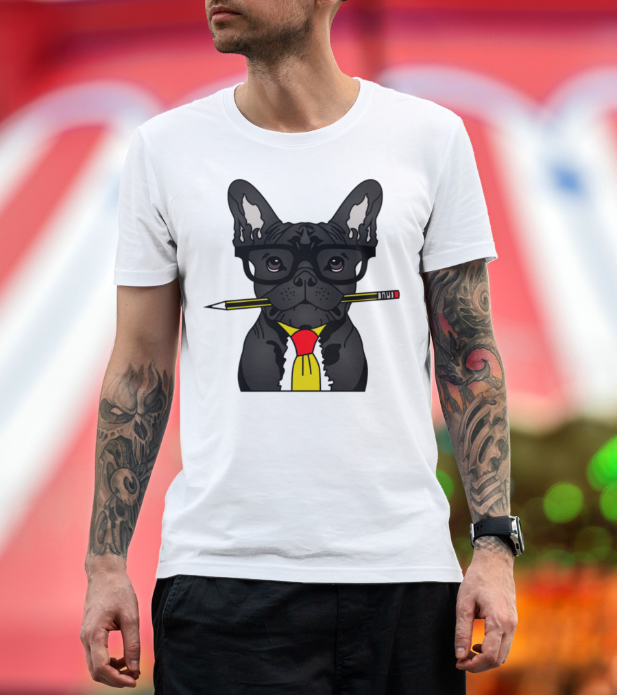 Office Worker Dog Glasses Pencil Tie T-Shirt