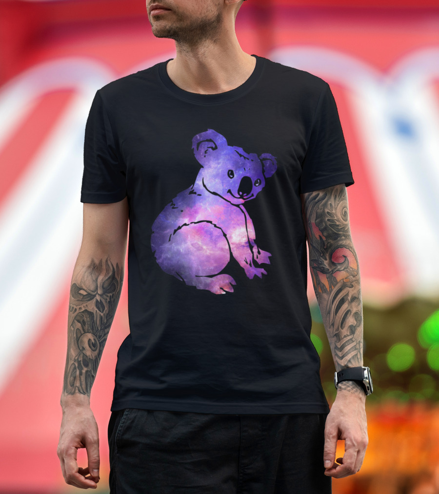 Cosmic Galactic Koala in Purple Galaxy T-Shirt