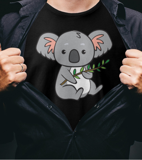 Koala Holding Eucalyptus Branch Cute T-Shirt