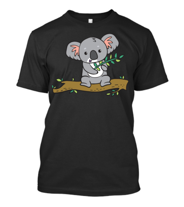 Koala Eating Eucalyptus Sitting On Tree Branch T-Shirt