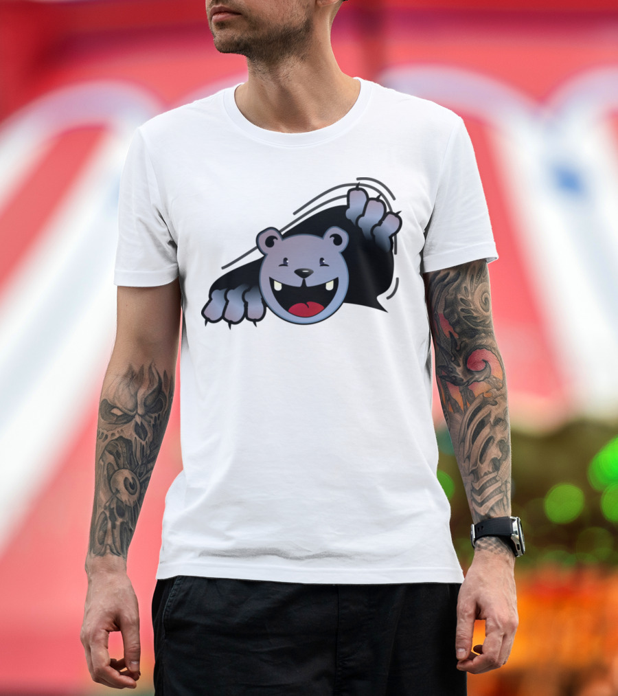 Peeping Koala Ddp Playful Cartoon Bear Face with Claws T-Shirt