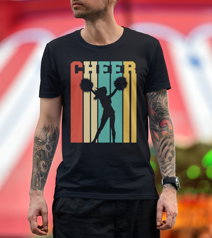 Cheerleader Retro Silhouette with Pom Poms T-Shirt