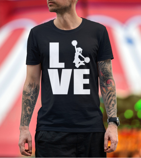 Premium T-Shirt: LOVE Cheerleading Pom Pom Enthusiast Spirit T-Shirt LOVE Cheerleading Pom Pom Enthusiast Spirit T-Shirt