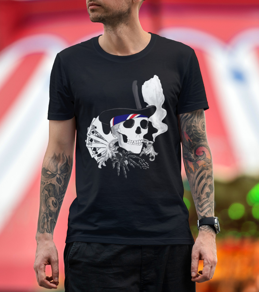 Skull Smart Poker Smoking Top Hat T-Shirt