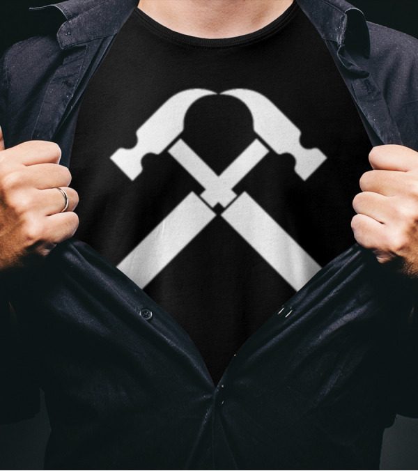 Crossed Carpenter Hammers Icon T-Shirt