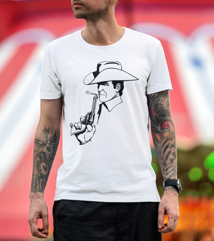 Cowboy Smoking Gun With Hat Iconic Western T-Shirt