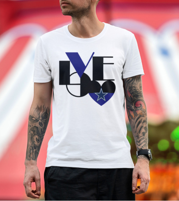 Premium T-Shirt: Cowboys Fan Love Star Heart T-Shirt Cowboys Fan Love Star Heart T-Shirt