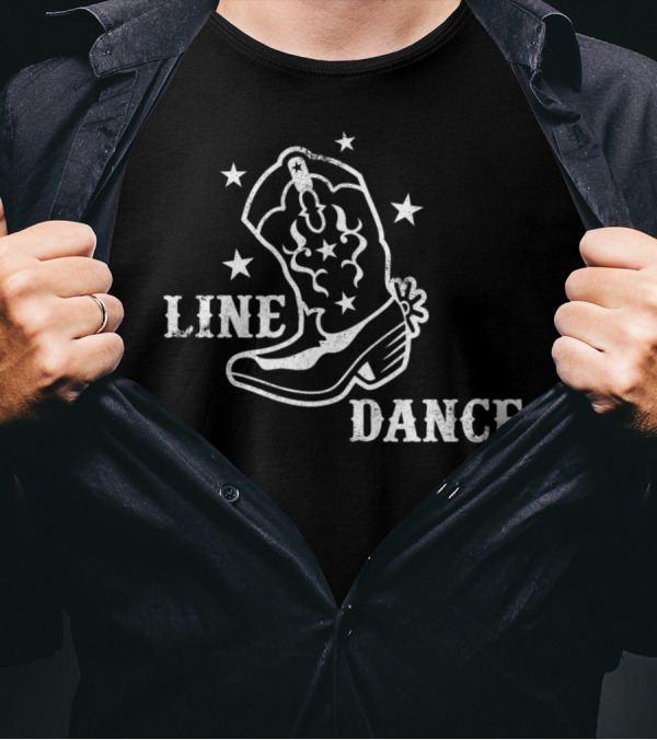 Line Dance Boot With Stars Vintage Look T-Shirt