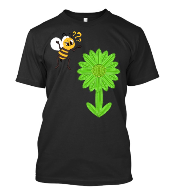 Cute Bee Searching For Nectar On Cactus-Shaped Flower T-Shirt
